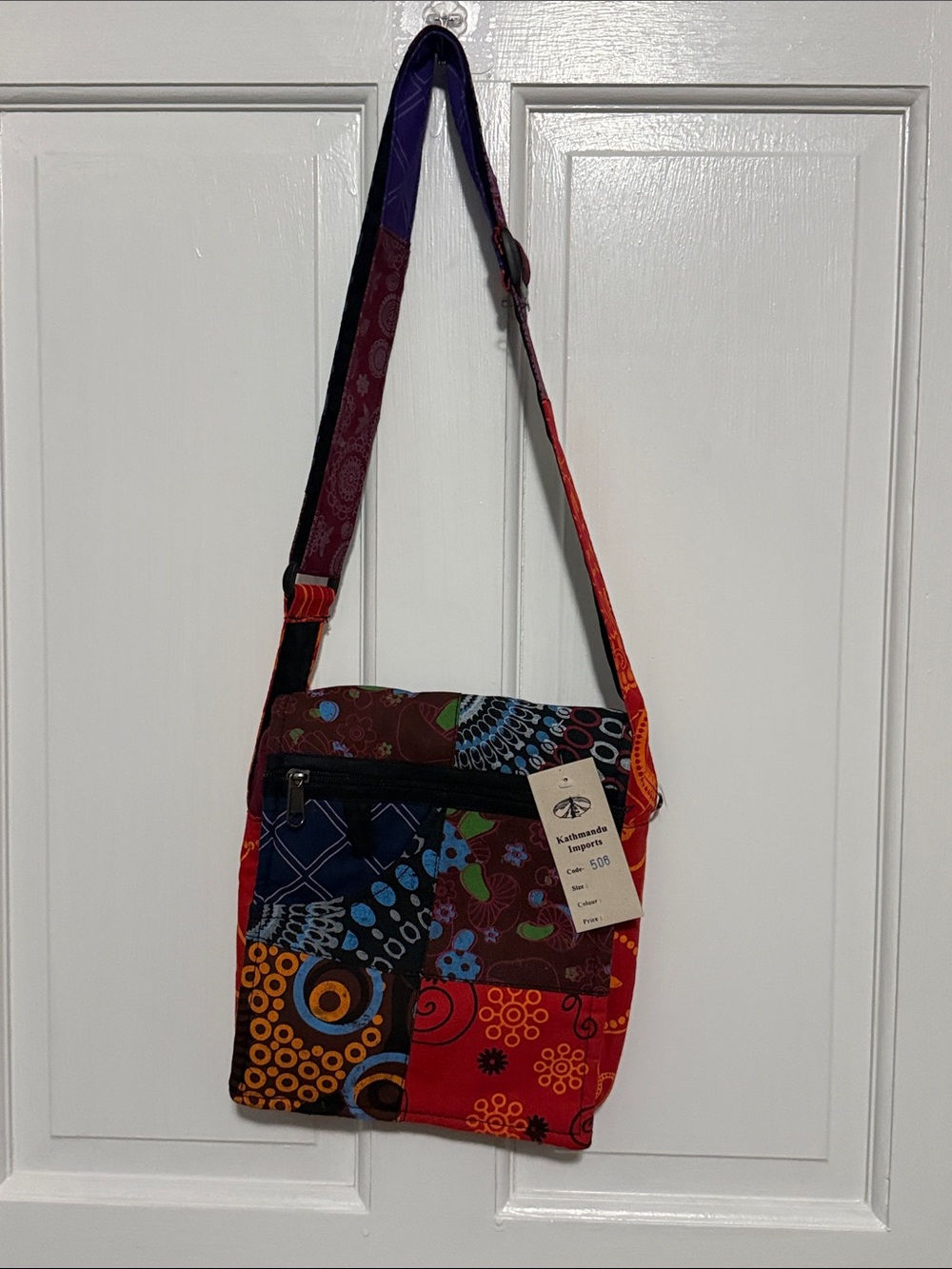 Patchwork Multi-Color Crossbody Bag with Adjustable Strap